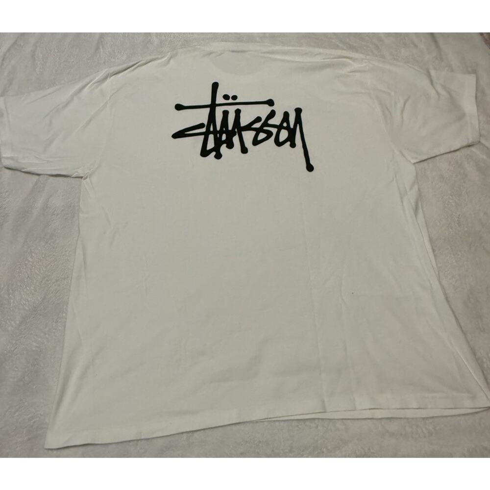 Authentic Stussy Basic White Logo T-Shirt with Front and Back Logo Size 2XL
